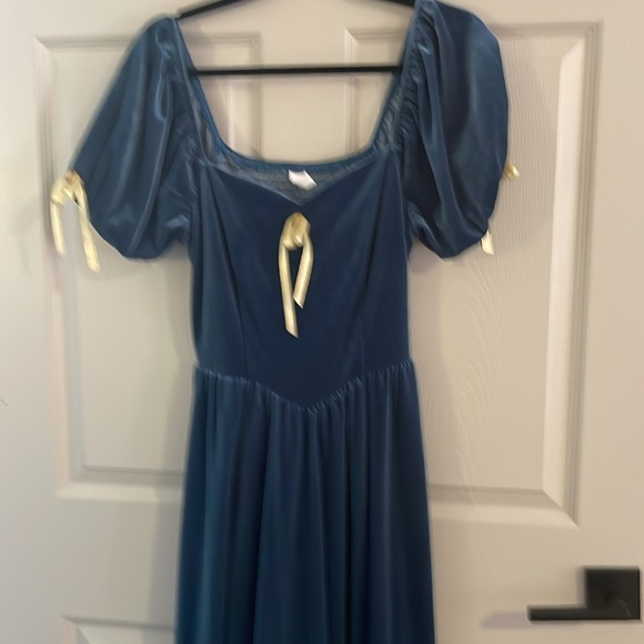 JessaKae XSmall, velvet slate blue dress. Stretch back - Picture 2 of 4
